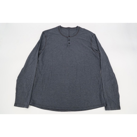Lululemon Mens Large 5‎ Year Basic Henley Long Sleeve Shirt Heathered Dark Gray - Picture 2 of 9